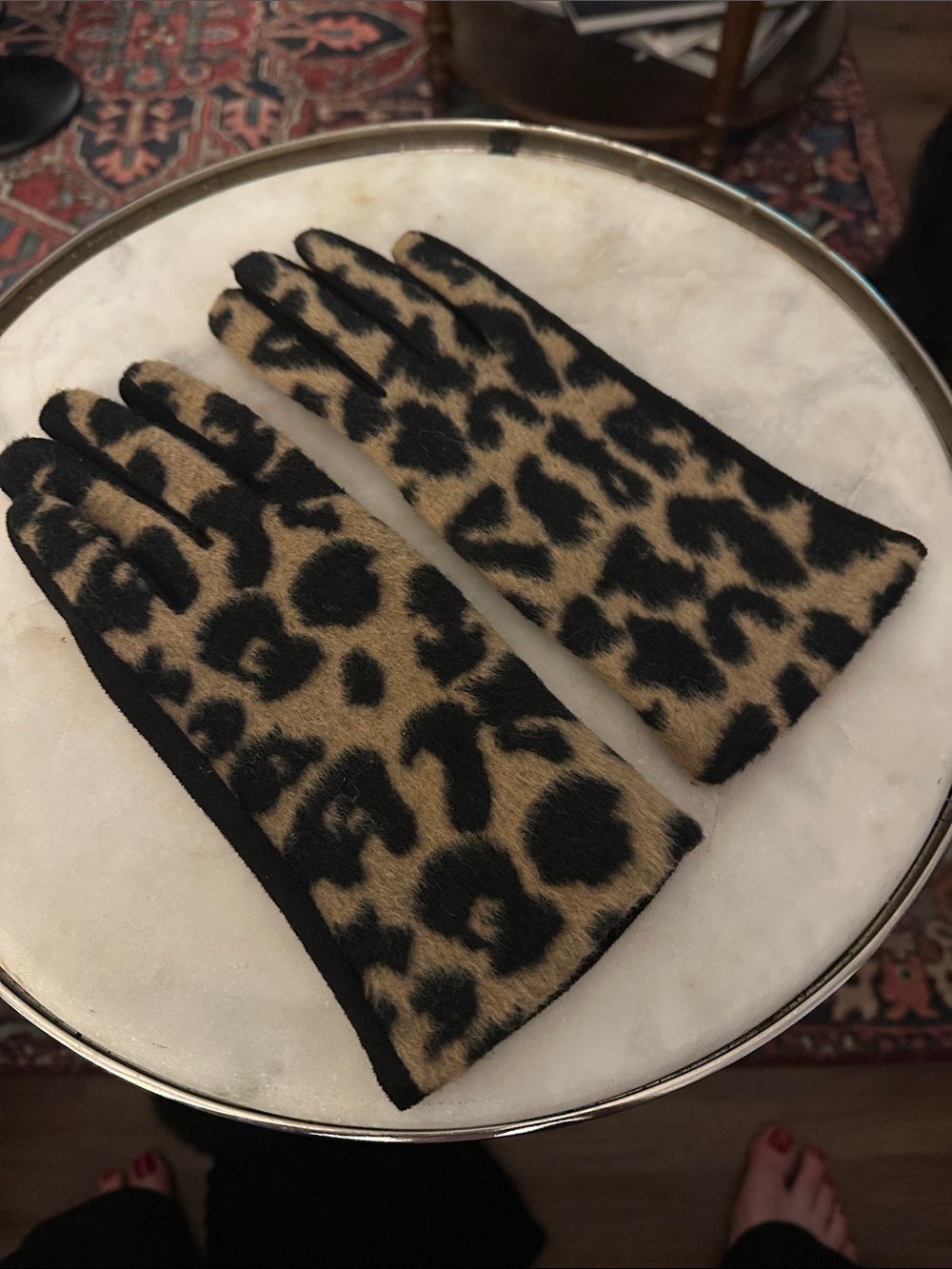 Nine West Black Faux Fur Gloves
